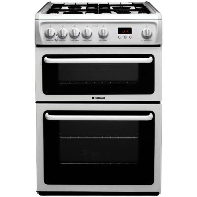 Hotpoint HAG60P 60cm Double Oven Gas Cooker in White